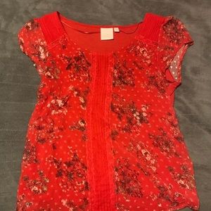 Red short sleeve blouse